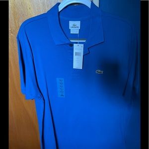 MENS LACOSTE POLI SHIRT BLUE LARGE NEW WITH TAGS